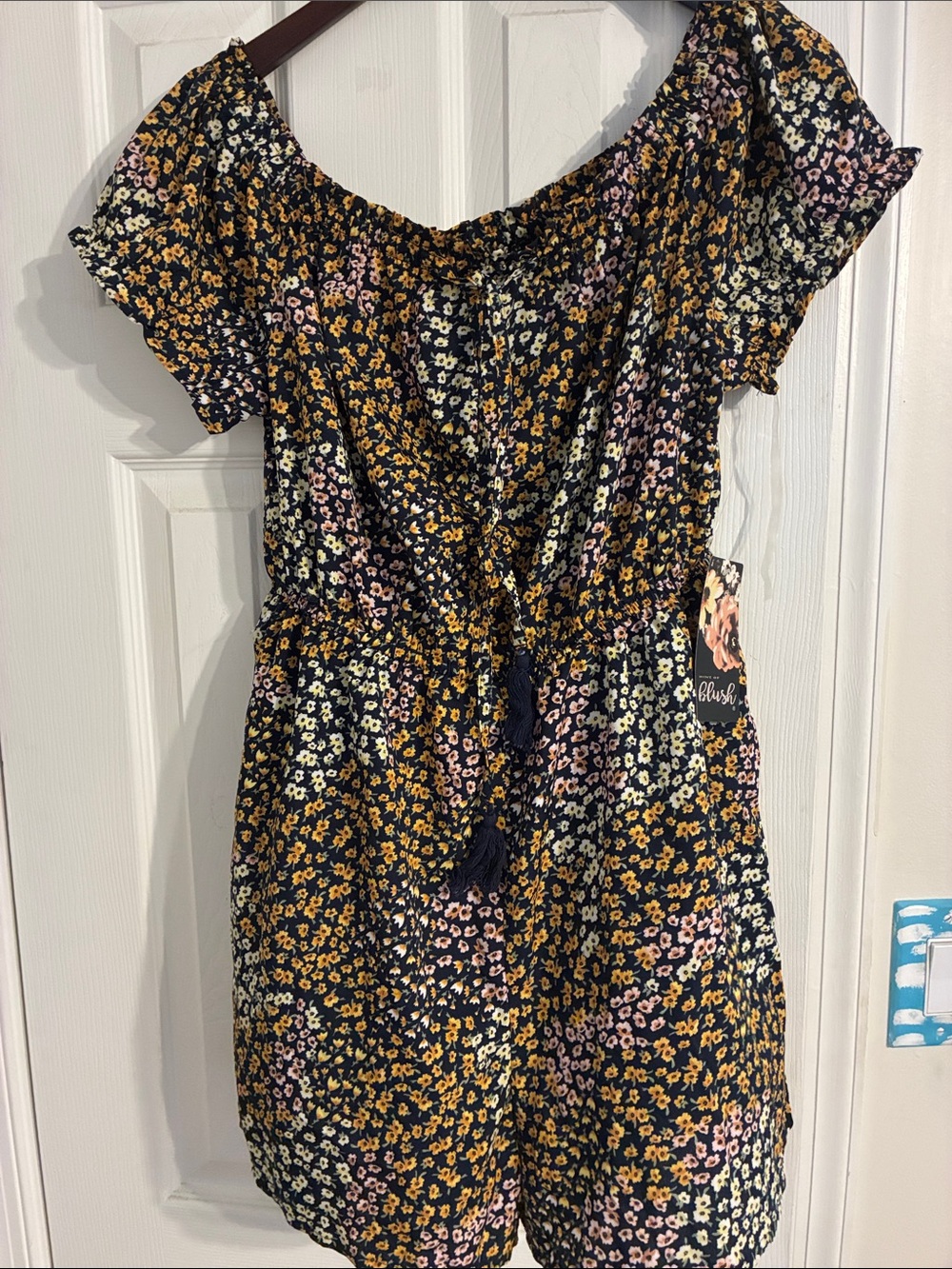 Floral Romper in Black, Yellow & Pink